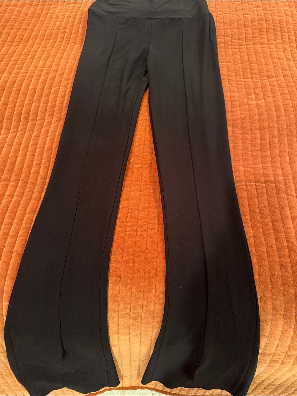 NORMA KAMALI Spat Stretch-Jersey Black Flare Leggings with Slit